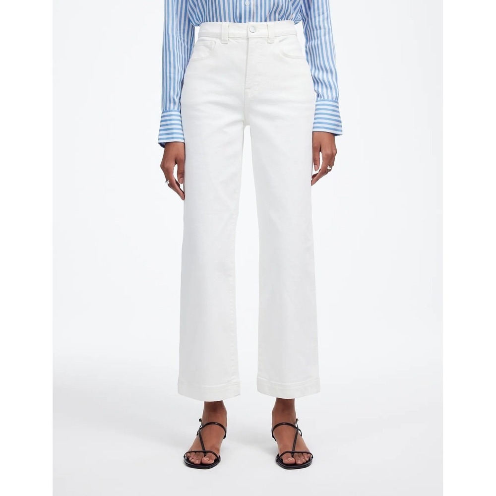 Madewell Womens The Perfect Vintage Wide-Leg Crop Denim Jean Tile White 31 New
